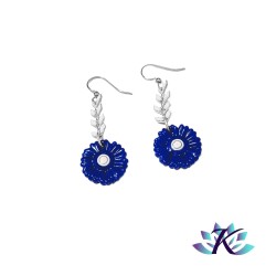 Boucles d'Oreilles Fleurs Bleues 17mm en Verre