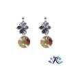 Boucles d'Oreilles Fleurs Argent 925 Disque Cristal Sun 12mm - Golden Shadow