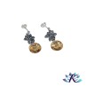 Boucles d'Oreilles Fleurs Argent 925 Disque Cristal Sun 12mm - Golden Shadow