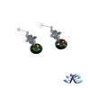 Boucles d'Oreilles Fleurs Argent 925 Disque Cristal Autrichien Sun - Vitrail Medium