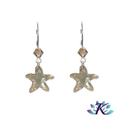 Boucles d'Oreilles Argent 925 Etoile Cristal Starfish 16mm - Golden Shadow