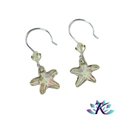 Boucles d'Oreilles Argent 925 Etoile Cristal Starfish 16mm - Luminous Green