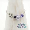 Bracelet Perles Verre Filé Murano Tons Violets - Blanc