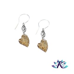 Boucles d'Oreilles Argent 925 Coeur Cristal Autrichien 17mm - Golden Shadow