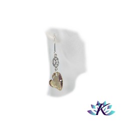 Boucles d'Oreilles Argent 925 Coeur Cristal Autrichien 17mm - Golden Shadow