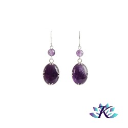 Boucles d'Oreilles Argent 925 Perles Pierres Gemmes : Améthyste