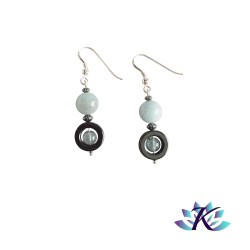 Boucles d'oreilles Argent 925 Perles Pierres Gemmes : Aigue-marine