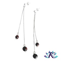 Boucles d'oreilles Argent 925 Perles Pierres Gemmes : Œil de Taureau