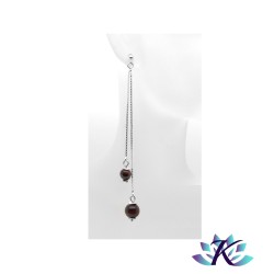 Boucles d'oreilles Argent 925 Perles Pierres Gemmes : Œil de Taureau