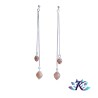 Boucles d'oreilles Argent 925 Perles Pierres Gemmes : Pierre de Lune Rose