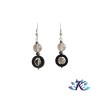 Boucles d'oreilles Argent 925 Perles Pierres Gemmes : Hématite Calcédoine Grise