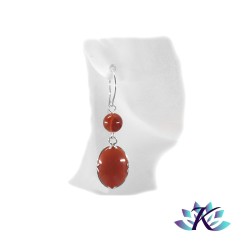 Boucles d'Oreilles Argent 925 Perles Pierres Gemmes : Cornaline Sardonyx Rouge