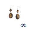 Boucles d'Oreilles Argent 925 Perles Pierres Gemmes : Oeil de Tigre