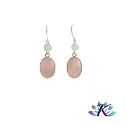 Boucles d'Oreilles Argent 925 Perles Pierres Gemmes : Quartz Rose