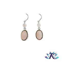 Boucles d'Oreilles Argent 925 Perles Pierres Gemmes : Quartz Rose