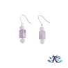 Boucles d'oreilles Argent 925 Perles Pierres Gemmes :  Calcédoine - Améthyste