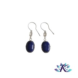 Boucles d'Oreilles Argent 925 Perles Pierres Gemmes : Lapis Lazuli Zirconium