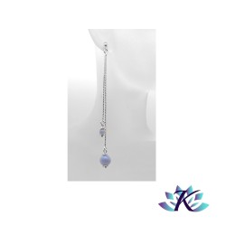 Boucles d'oreilles Argent 925 Perles Pierres Gemmes : Calcédoine Bleue