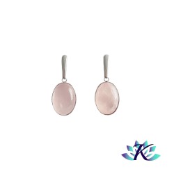 Boucles d'oreilles Clous Acier Inox Pierres Gemmes : Quartz Rose