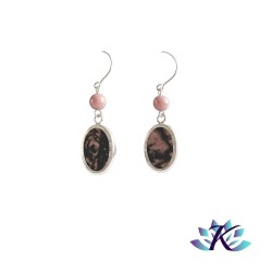 Boucles d'Oreilles Argent 925 Perles Pierres Gemmes : Rhodonite