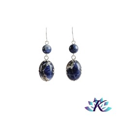 Boucles d'Oreilles Argent 925 Perles Pierres Gemmes : Sodalite