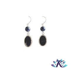 Boucles d'Oreilles Argent 925 Perles Pierres Gemmes : Sodalite