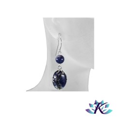 Boucles d'Oreilles Argent 925 Perles Pierres Gemmes : Sodalite