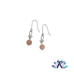 Boucles d'oreilles Argent 925 Perles Pierres Gemmes : Pierre De Lune Rose