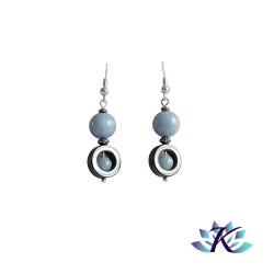 Boucles d'oreilles Argent 925 Perles Pierres Gemmes : Hématite - Angelite