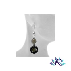 Boucles d'oreilles Argent 925 Perles Pierres Gemmes : Hématite - Labradorite