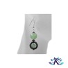 Boucles d'oreilles Argent 925 Perles Pierres Gemmes : Hématite - Aventurine Verte