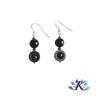 Boucles d'oreilles Argent 925 Perles Pierres Gemmes : Hématite - Œil de Faucon