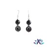 Boucles d'oreilles Argent 925 Perles Pierres Gemmes : Hématite - Œil de Faucon