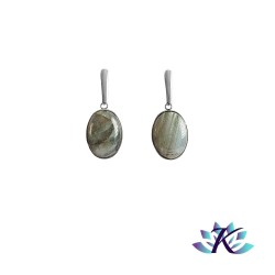 Boucles d'oreilles Clous Acier Inox Pierres Gemmes : Labradorite