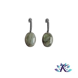 Boucles d'oreilles Clous Acier Inox Pierres Gemmes : Labradorite