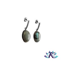 Boucles d'oreilles Clous Acier Inox Pierres Gemmes : Labradorite