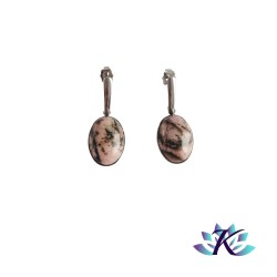 Boucles d'oreilles Clous Acier Inox Pierres Gemmes : Rhodonite