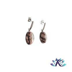 Boucles d'oreilles Clous Acier Inox Pierres Gemmes : Rhodonite