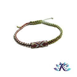 Bracelet Macramé Tube Perles Miyuki Réversible - Dégradé Vert Marron