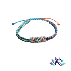 Bracelet Macramé Tube Perles Miyuki Réversible Dégradé Turquoise Orange Vert