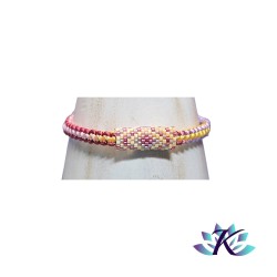 Bracelet Macramé Tube Perles Miyuki Réversible Dégradé Rose Violet Jaune