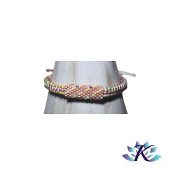 Bracelet Macramé Tube Perles Miyuki Cristal Réversible Dégradé Rose Jaune