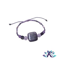 Bracelet Macramé Ajustable Tons Violets - Pierres Gemmes : Améthyste