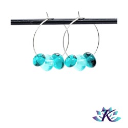 Boucles d' Oreilles Créoles Perles Verre Filé - Turquoise