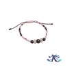 Bracelet Macramé Ajustable Tons Rose Bordeaux - Quartz Rose Oeil de Taureau