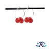 Boucles d' Oreilles Créoles Perles Verre Filé - Rouge