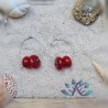 Boucles d' Oreilles Créoles Perles Verre Filé - Rouge