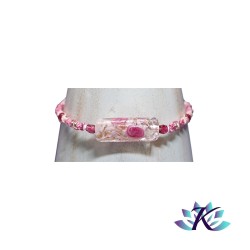 Bracelet Macramé - Perle Tube en Verre de Murano - Fuchsia Rose