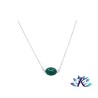 Collier Chaîne Argent 925 Pierre Gemme : Cabochon Agate Verte