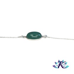 Collier Chaîne Argent 925 Pierre Gemme : Cabochon Agate Verte